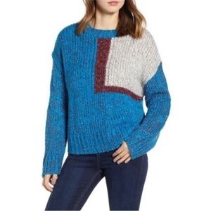 Prima metallic geometric sparkle chunky knit long sleeve sweater size Medium